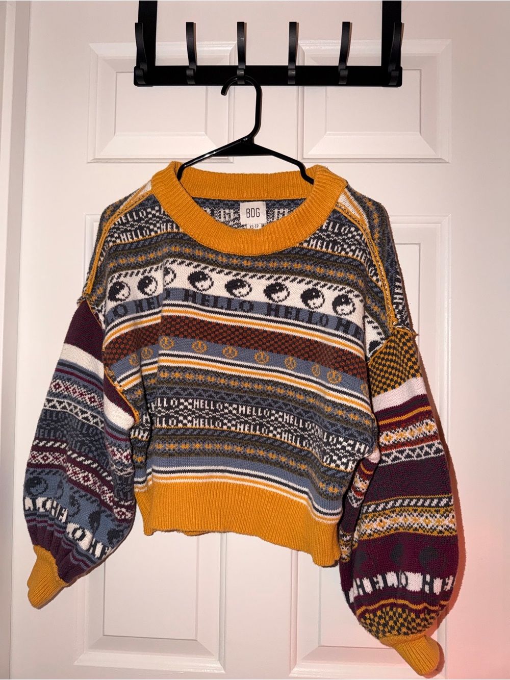 BDG Multicolor Fair Isle Knit Sweater with Mustard Trim